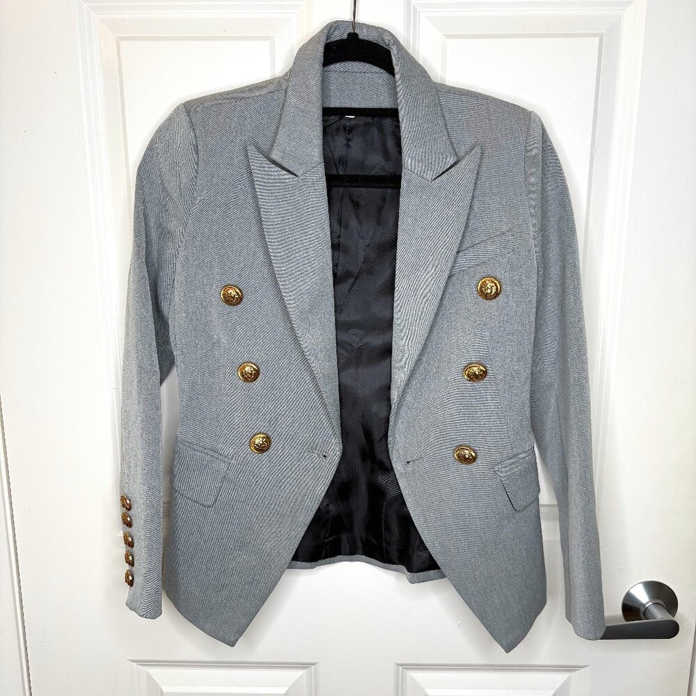 Gray Double-Breasted Women's Blazer
